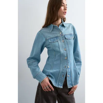 Topshop Seamed Denim Jacket In Blue