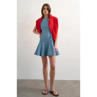 Topshop Seamed Denim Minidress In Blue
