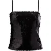 Topshop Sequin Camisole In Black