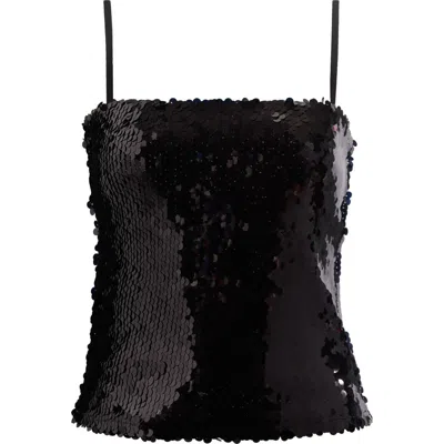 Topshop Sequin Camisole In Black