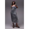 Topshop Sequin Fringe Strapless Midi Dress