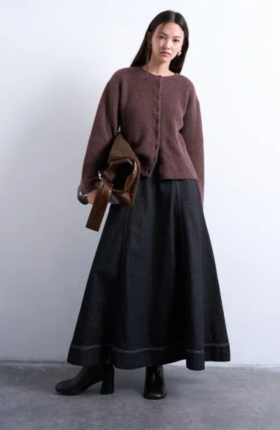 Topshop Shaker Stitch Relaxed Cardigan In Brown