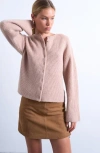 Topshop Easy Rib Knit Relaxed Cardigan In Pink