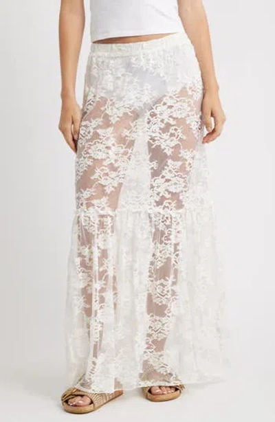 Topshop Sheer Lace Maxi Skirt In Multi