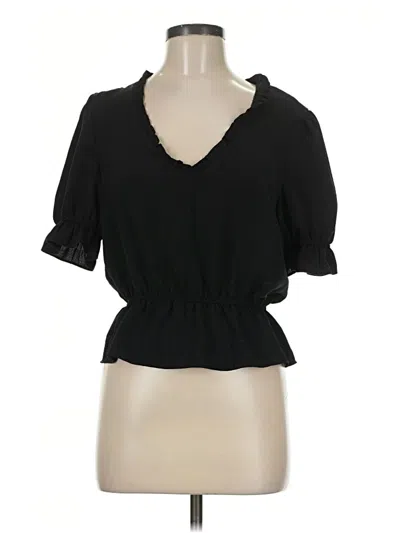 Pre-owned Topshop Short Sleeve Blouse In Black