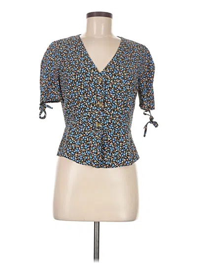 Pre-owned Topshop Short Sleeve Blouse In Blue