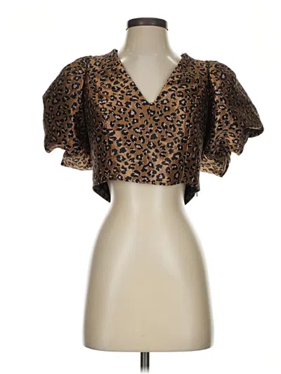 Pre-owned Topshop Short Sleeve Blouse In Brown
