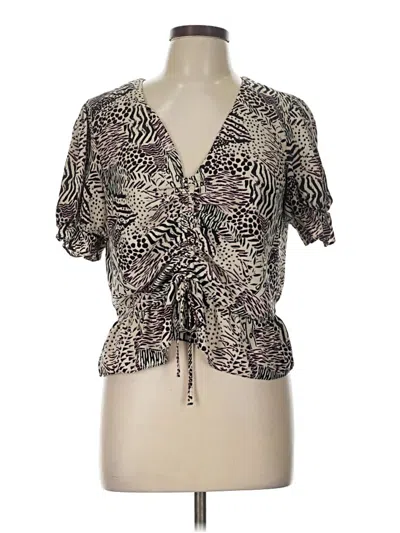 Pre-owned Topshop Short Sleeve Blouse In Brown