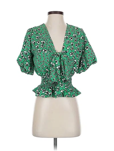 Pre-owned Topshop Short Sleeve Blouse In Green