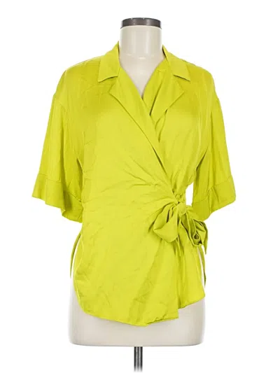 Pre-owned Topshop Short Sleeve Blouse In Green