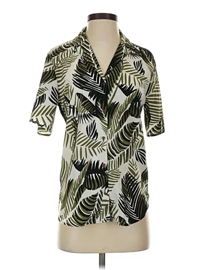 Pre-owned Topshop Short Sleeve Blouse In Green