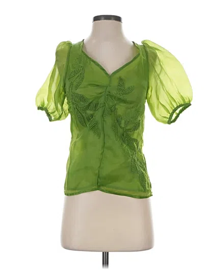 Pre-owned Topshop Short Sleeve Blouse In Green