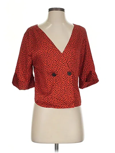 Pre-owned Topshop Short Sleeve Blouse In Red