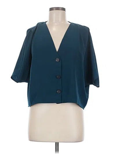 Pre-owned Topshop Short Sleeve Blouse In Teal