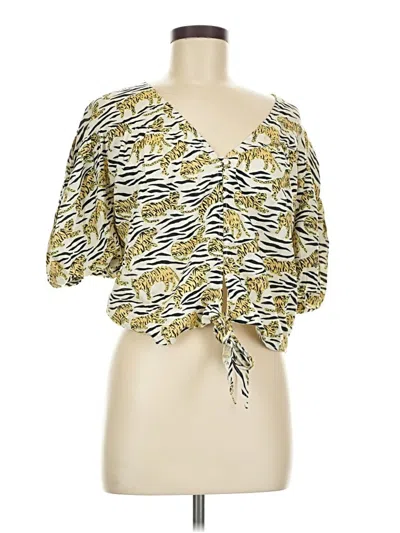 Pre-owned Topshop Short Sleeve Blouse In Yellow