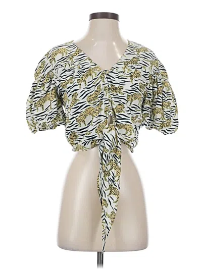 Pre-owned Topshop Short Sleeve Blouse In Yellow