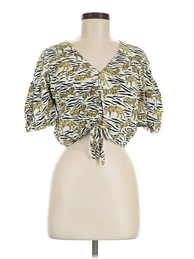 Pre-owned Topshop Short Sleeve Blouse In Yellow
