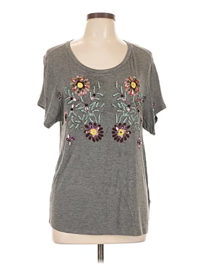 Pre-owned Topshop Short Sleeve Top Gray Scoop Neck Tops