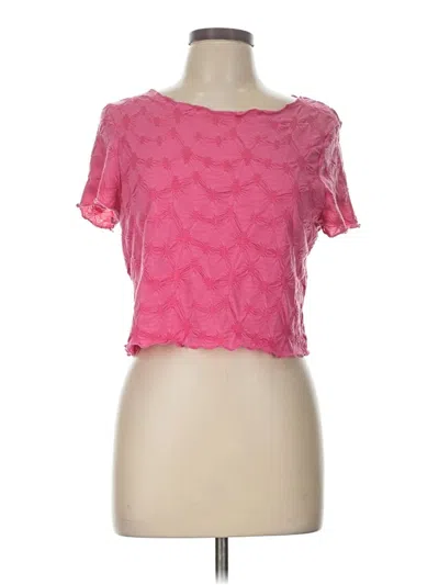 Pre-owned Topshop Short Sleeve Top Pink Sweetheart Neckline Tops