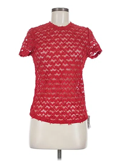 Topshop Short Sleeve Top Red Mock Neckline Tops