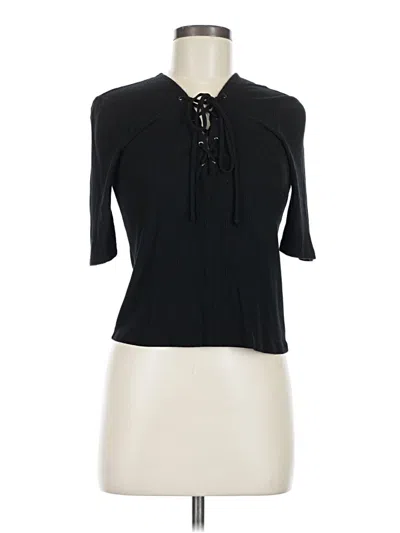 Pre-owned Topshop Short Sleeve Turtleneck In Black