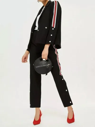 Topshop Side Stripe Popper Pants In Black