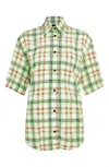 Topshop Silk Check Print Bowling Blouse In Multicolor In Multi