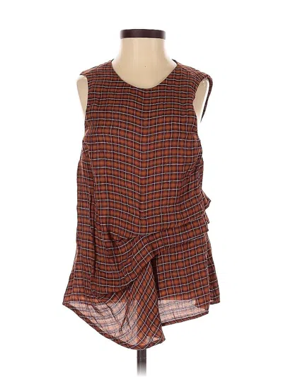 Pre-owned Topshop Sleeveless Blouse In Brown