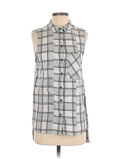 Pre-owned Topshop Sleeveless Button Down Shirt In Gray