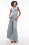 Topshop Denim Sleeveless Maxi Dress In Bleach-blue | ModeSens