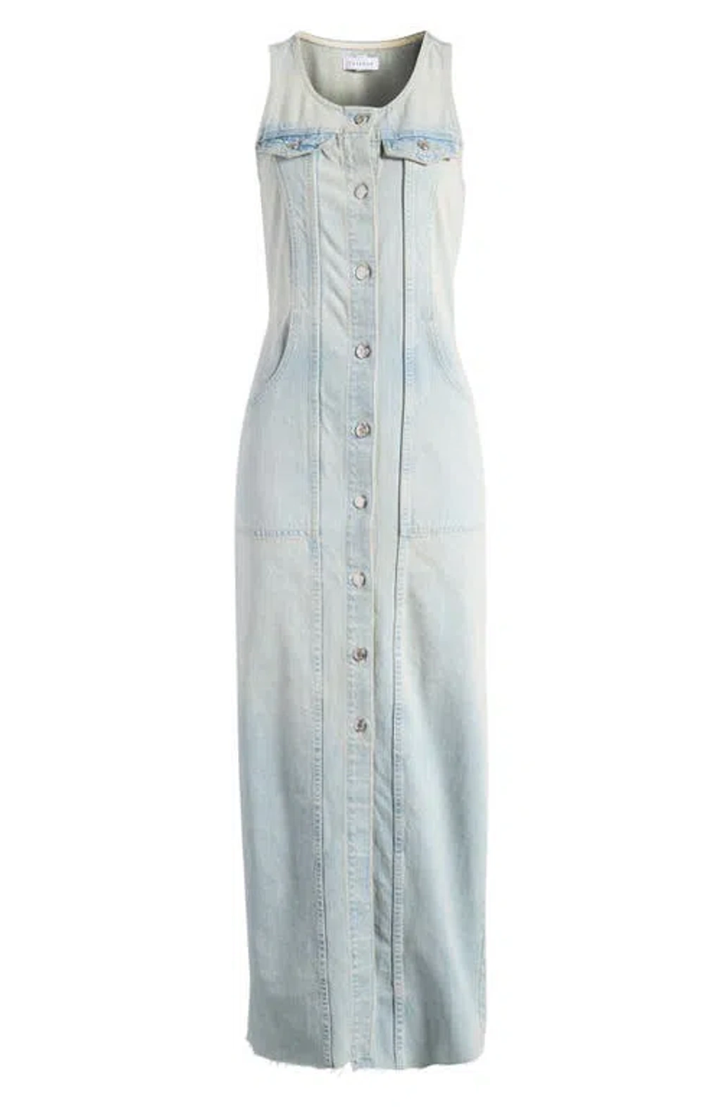 topshop denim sleeveless maxi dress in dirty blue TOPSHOP Denim Seam Detail Maxi Dress in Blue