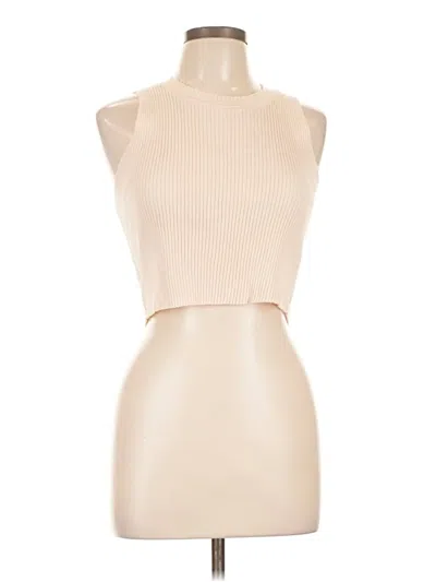 Pre-owned Topshop Sleeveless Top Tan Halter Neckline Tops In Brown