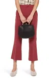 Topshop Slim Kick Flare Cropped Trousers In Brown In Brown