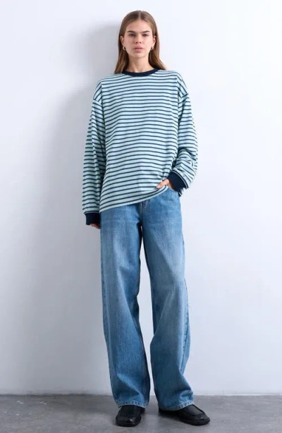 Topshop Slouchy Skater Cotton T-shirt In Blue
