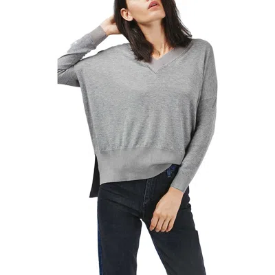 Topshop Slouchy V-neck Sweater In Gray
