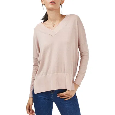 Topshop Slouchy V-neck Sweater In Pink