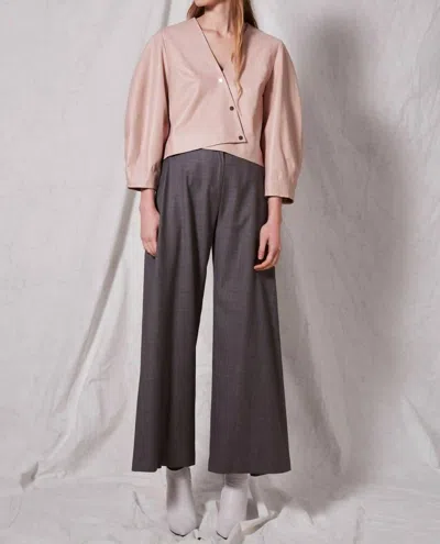 Topshop Soft Wrap Top Snap On Cropped Leather Jacket In Pink