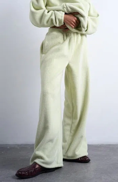 Topshop Straight Leg Fleece Joggers In Green