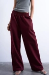 Topshop Straight Leg Sweatpants In Burgundy
