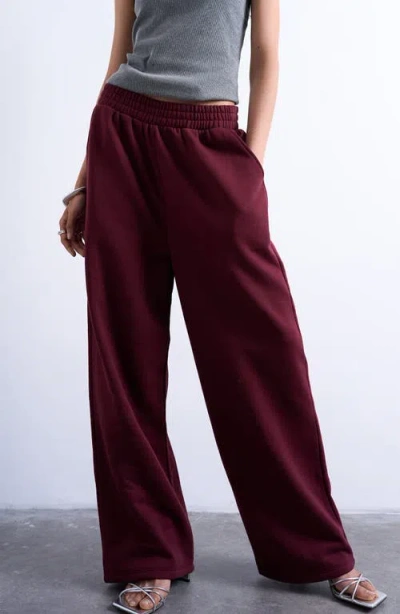 Topshop Straight Leg Sweatpants In Burgundy