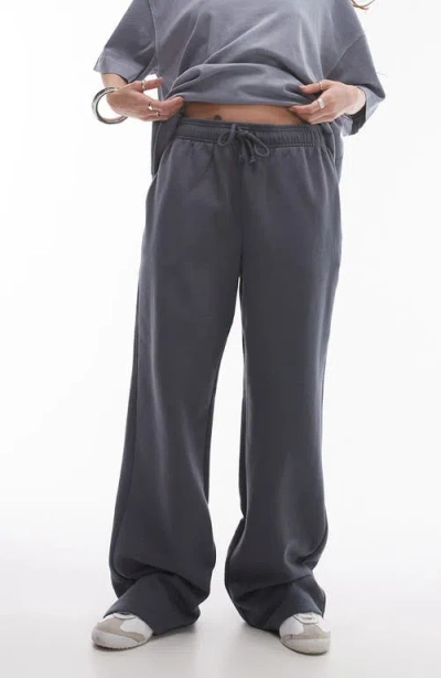 Topshop Straight Leg Sweatpants In Charcoal