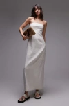 Topshop Strapless Linen Maxi Dress In White