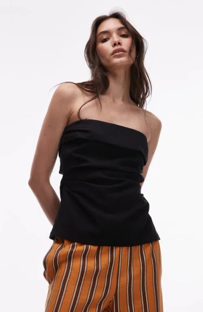 Topshop Strapless Top In Black