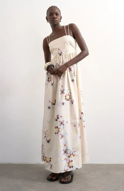 Topshop Strappy Open Back Cotton Poplin Dress In White
