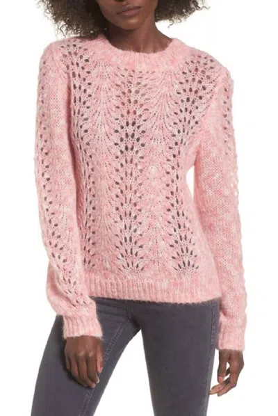 Topshop Strawberry Open Knit Mohair Angora Sweater In Pink