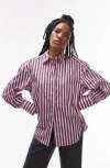 Topshop Stripe Cotton Poplin Button-up Shirt In Multi