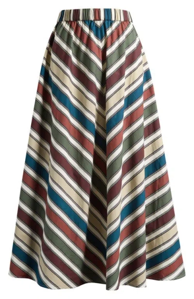 Topshop Stripe Cotton Skirt In Multi
