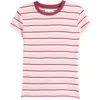 Topshop Stripe Cotton T-shirt In Pink