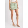 Topshop Stripe Denim Miniskirt In Green