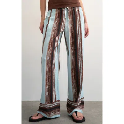 Topshop Stripe Linen Blend Pants In Multi